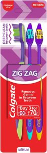 Colgate Zigzag Medium Toothbrush, 3 Pieces